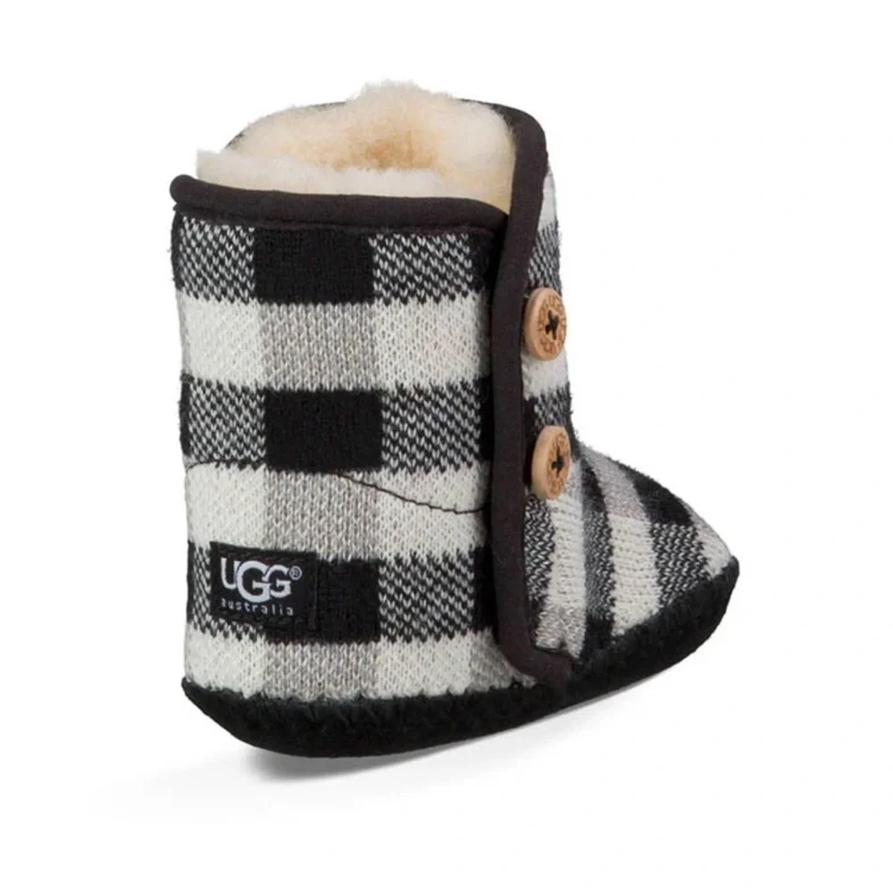 UGG Black and White Plaid Kids Boots